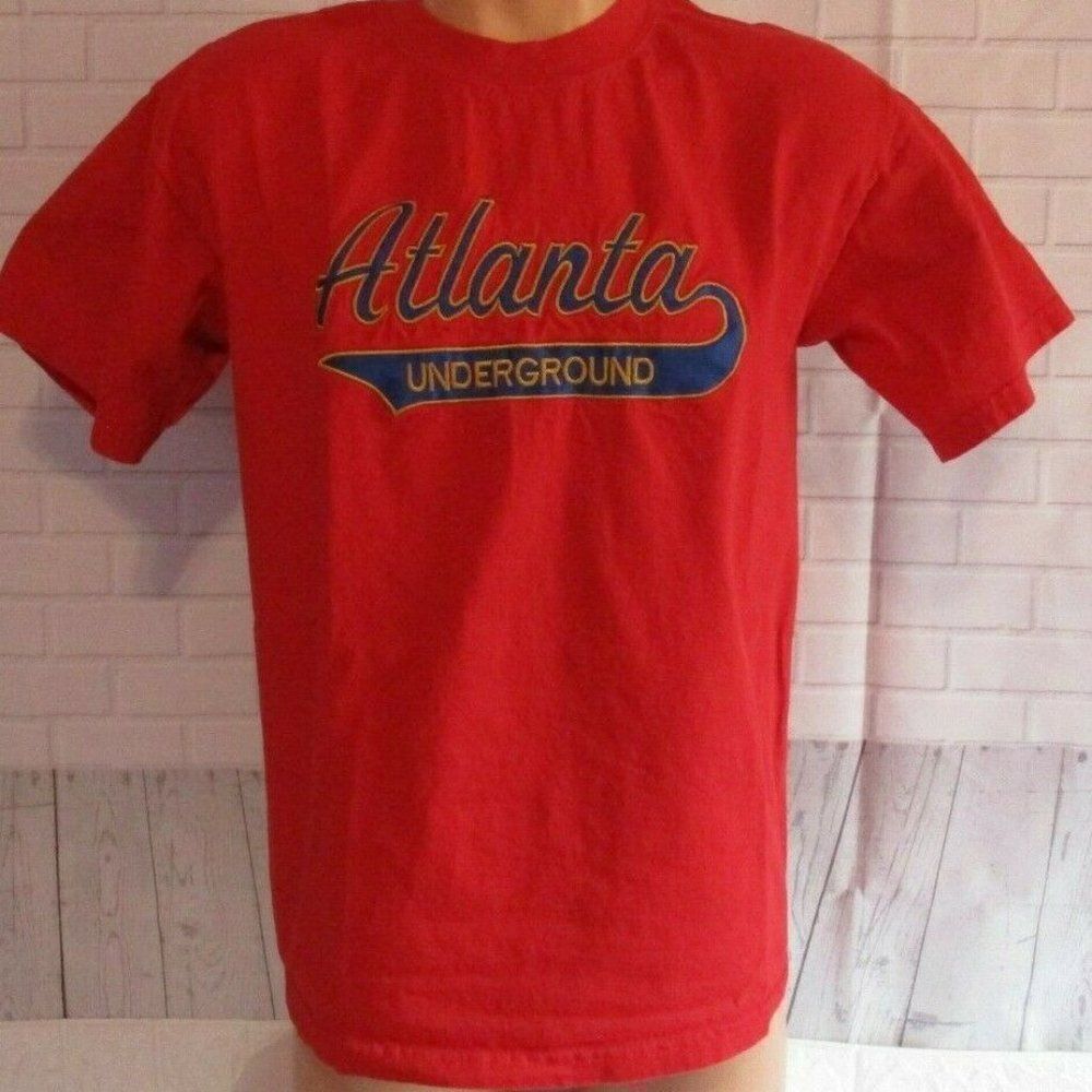 Gilden Vtg Atlanta Underground Shirt Adult M Cotton Red Embroidered Lettering